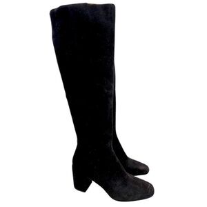 Splendid Black Suede Leather Knee High‎ Tall Boots